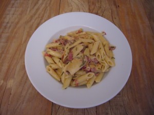 Pasta with parsnips and bacon
