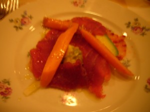 Tuna, fennel, blood orange, avocado and carrot