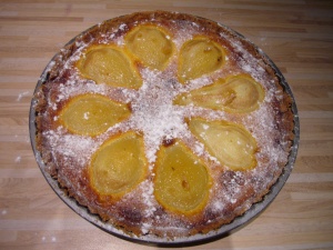 Pear and stem ginger clafoutis