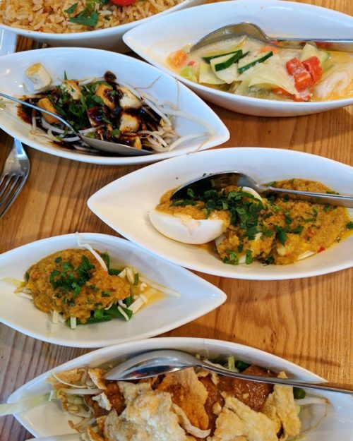 Indonesian rijsttafel at restaurant Blauw, Amsterdam