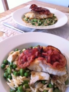 broad beans orzo cod