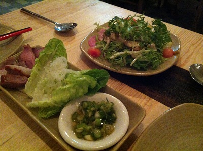 lettuce wraps and salad