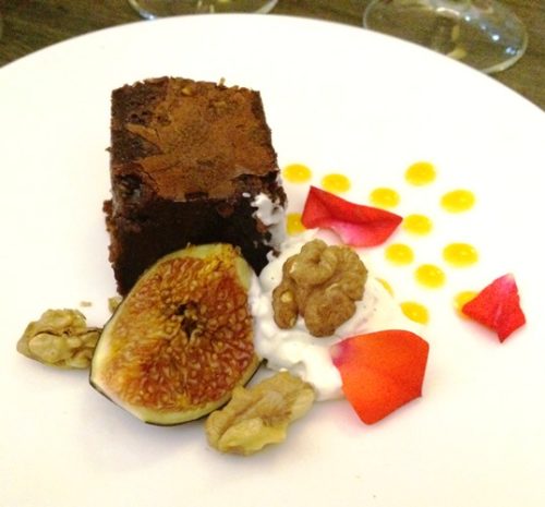A rich chocolate brownie for dessert!